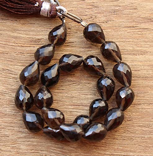 Quartz fumé briolette goutte LKBEADS perles naturelles authentiques pour éviter les imitations