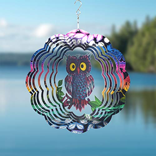 Wind Spinner Yard Art Garden Decor 3D Stainless Steel Metal Sculptures Owl Kinetic Hanging Whirligig Decorations Backyard Outside Indoor Outdoor Patio And Lawn Ornaments Clearance Sun Catcher Windmill #TOP2