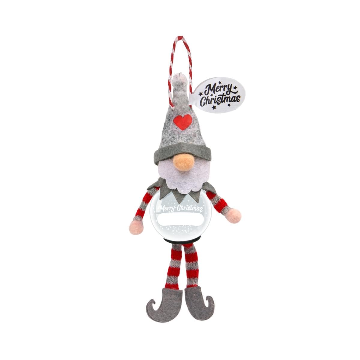History & Heraldry Blank Gnome Personalised Snowglobe Tree Decoration (Blank Gnome)