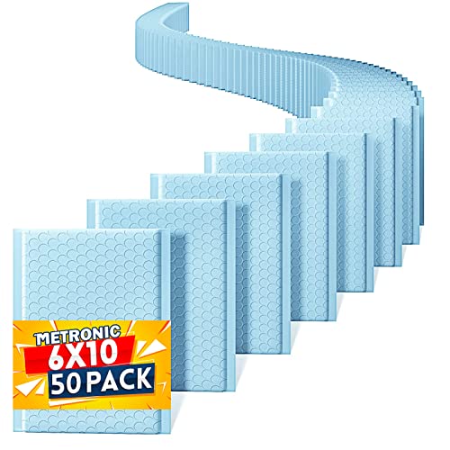 Image of Metronic Bubble Mailers 6x10 inch 50 Pack Self-Seal Padded Envelopes Light Blue | Usable Size 6x9 Waterproof Bubble Envelopes Packaging for Small Business, Opaque Bubble Mailer for Shipping, Mailing #0