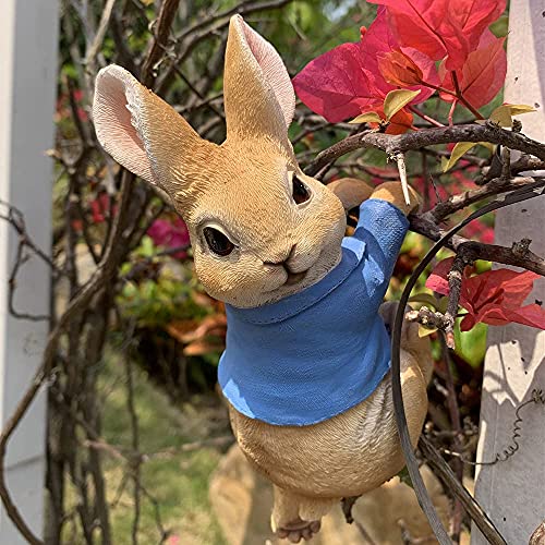 Ironrain Mini Garden Statues Hanging Bunny, Indoor Outdoor Decorations Cute Rabbit Planter Pots Hanger Art Décor Figurine Ornament For Easter Yard Home Garden Patio And Office (Blue) #TOP3