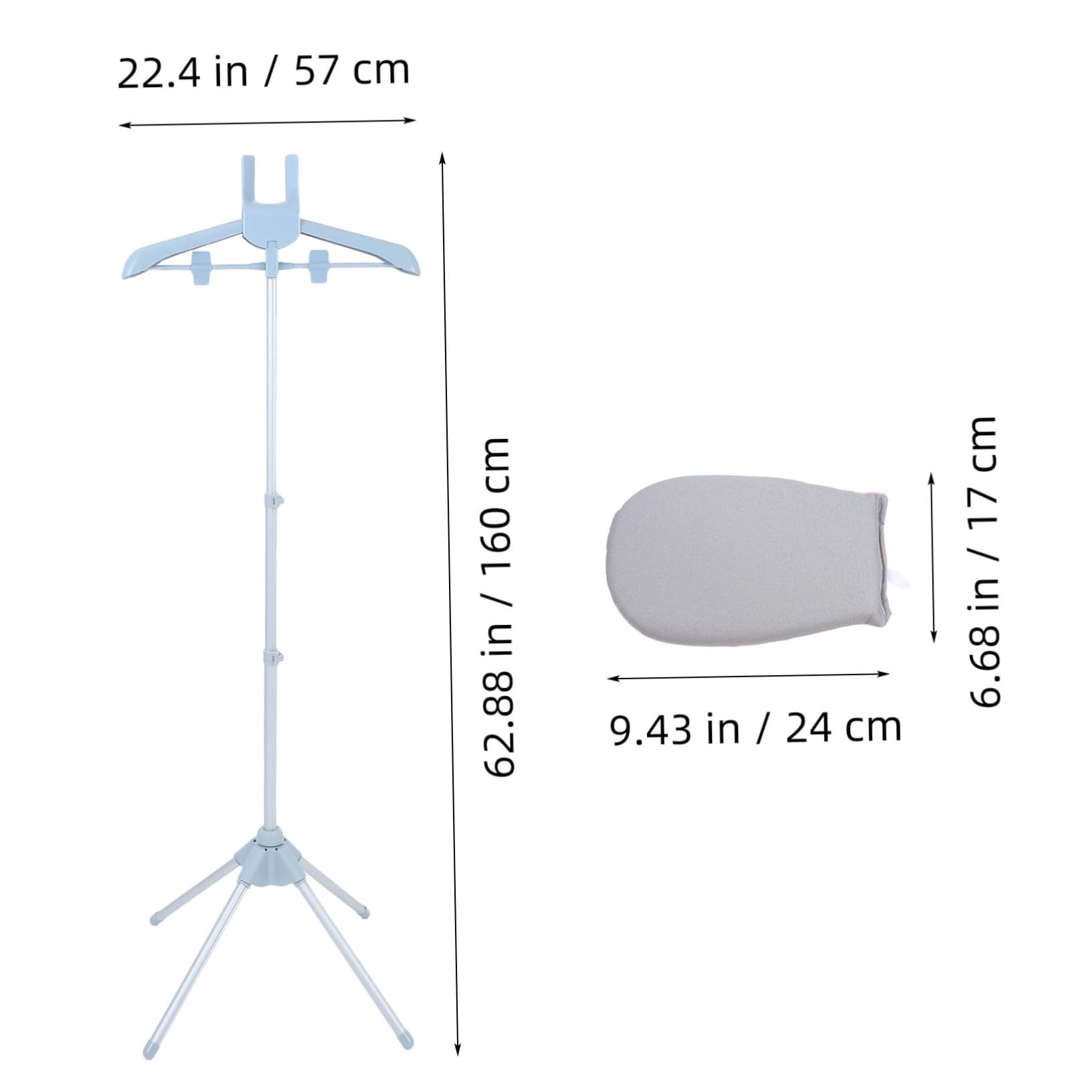 SOLUSTRE 1set Adjustable Clothes Steamer Hanger Stand Foldable Portable Garment Rack Ironing Glove for Easy Use for Steaming Pants Jeans Skirts