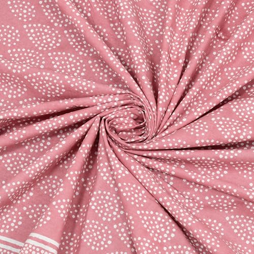 Image of BLOCKS OF INDIA Hand Block Printed 200 TC Cotton Super King Size Bedsheet (Pink DOT)