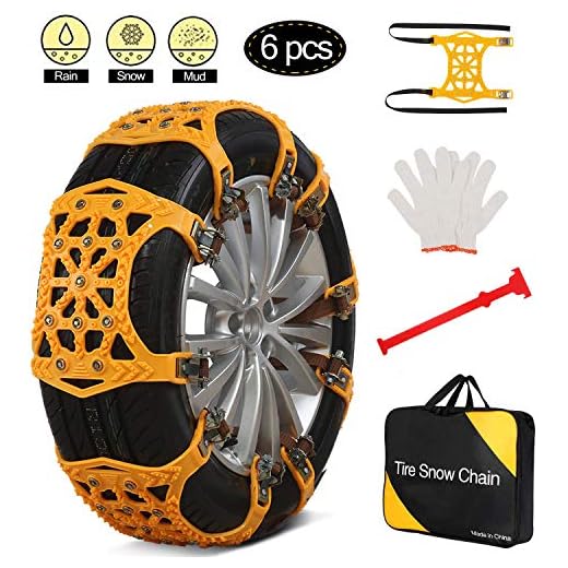 soyond Snow Tire Chains for Cars,Anti Slip Tire Straps Adjustable Universal Emergency Winter Anti-Skid Wheel Chains for Cars SUV Truck ATV (6PCS)