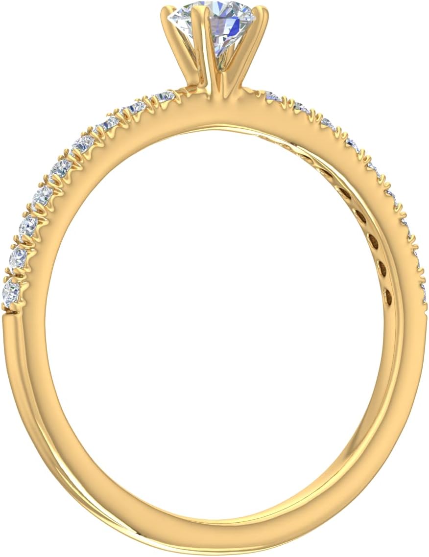 0.36 Carat Prong Set Solitaire Diamond Engagement Ring Band in 14K Gold