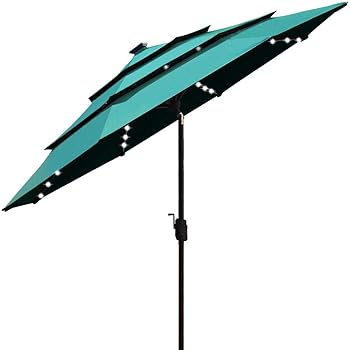 Amazon Com Eliteshade Sunbrella Solar Umbrellas 9ft Market Umbrella With 80 Led Lights Patio Umbrellas Outdoor Table Umbrella With Ventilation And 5 Years Non Fading Top Royal Blue Garden Outdoor