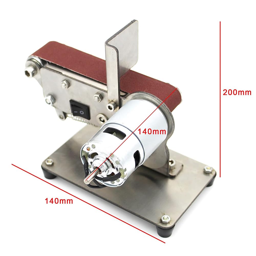 Bandslijpmachine, doe-het-zelf mini-bandschuurmachine, laag geluidsniveau, traploze snelheidsregeling, automatische spanband voor metaal, hout, kunststof schuurpolijstmachine, bandschuurmachines