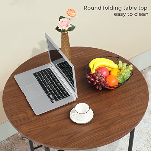 Image of VINGLI 31.5 inch Drop Leaf Dining Table Set for 2, 3 Pieces Dining Table with Chair for Small Space, Small Kitchen Extendable Folding Dining Table for Dining Room,Home, Apartment, Saving Places, Walnut
