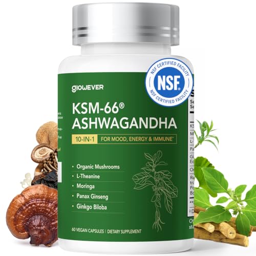 GlowEver KSM-66 Ashwagandha with L-Theanine Stress & Energy 60 Capsules