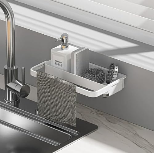 Toski Porta Spugne Lavello Cucina da Appendere Senza Forare, Trasparente, Organizer con Vassoio