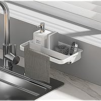 Porte-éponge Auto-adhésif Pour évier Avec Bac à Goutte Et Crochets - Dimensions 30x13x5,5 Cm - Organisateur Cuisine Et Salle De Bain