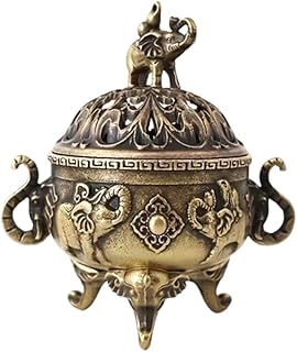 Elegant Metal Elephant Incense Holder with Gourd Design – Compact Zinc Alloy Incense Burner in Antique Bronze Finish