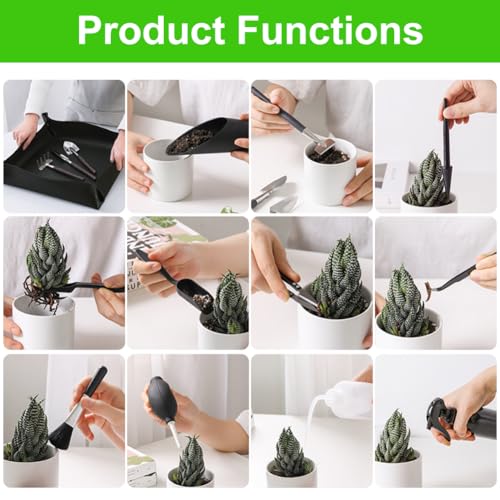 Bonsai Werkzeug Set 16 Stück mit wasserdichte Umtopfmatte, Bonsai Starter Kit, Bonsai Set Starter Kit Werkzeug, Mini Gartengeräte Gartenwerkzeug Set für Gartenarbeit