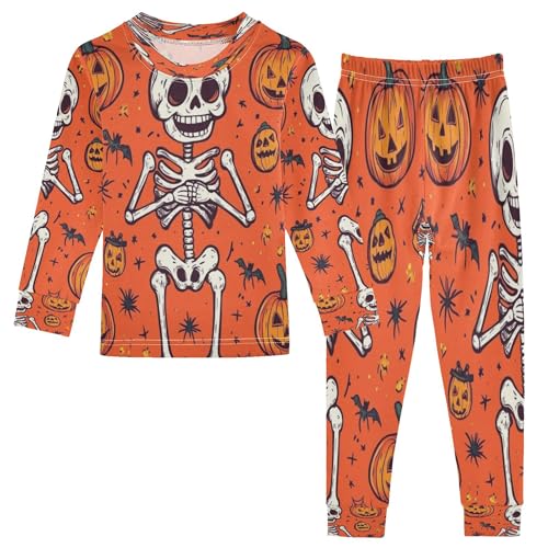 Vozoza Funny Skeleton Pumpkin Pajama Sets Long Sleeve Top with Pants Cotton Soft Sleepwear 2 Piece Pjs Set Size 5T