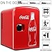 Coca Cola Mini Fridge for Bedroom Cosmatic Office 4L Small Refrigerator 6 Can Mini Dorm Fridge Portable Cooler 12V DC 110V AC Personal Travel Snacks Drinks Red