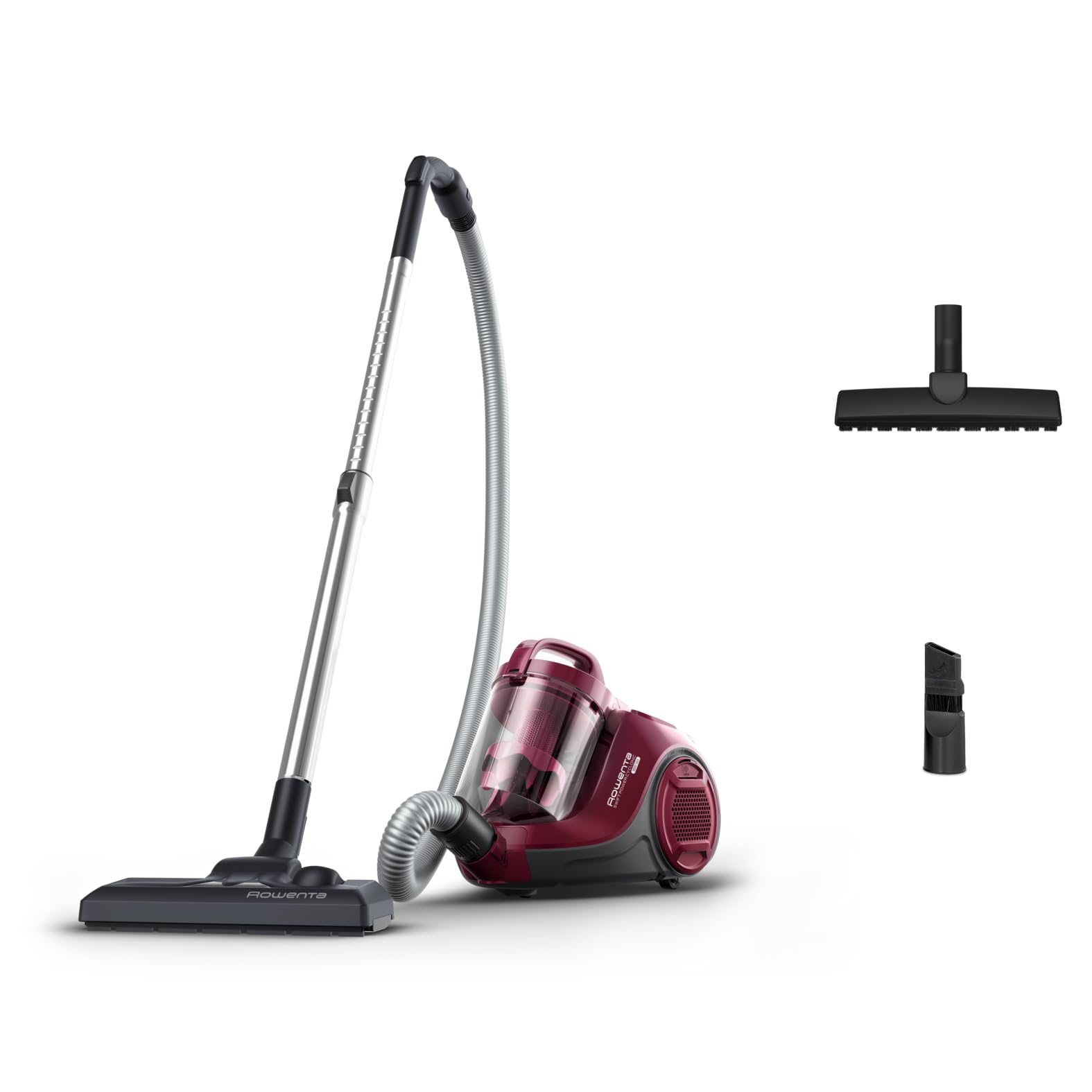 Rowenta RO2933EA, Swift Power Cyclonic Staubsauger, beutellos, Zyklon-Technologie, kompaktes Design, leicht, Hochleistungsfilter, Parkettbürste, Schwarz/Dunkelrot, 750 W, 1.2 liters, 77 Dezibel