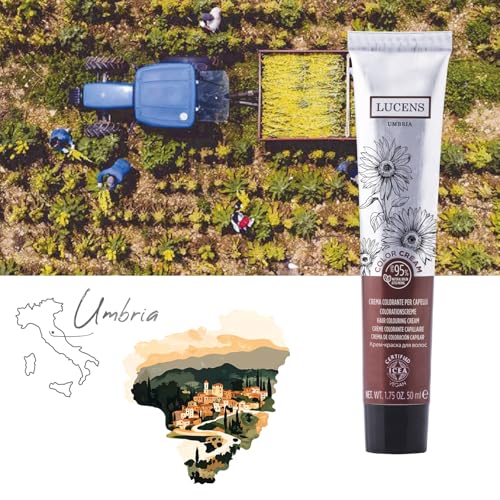 Lucens Umbria - 4.0 Castano, Tinta Per Capelli Senza Ammoniaca, Kit Colorazione Permanente Vegan Con Estratti Naturali, Azione Lenitiva, Idratante E Protettiva - 7