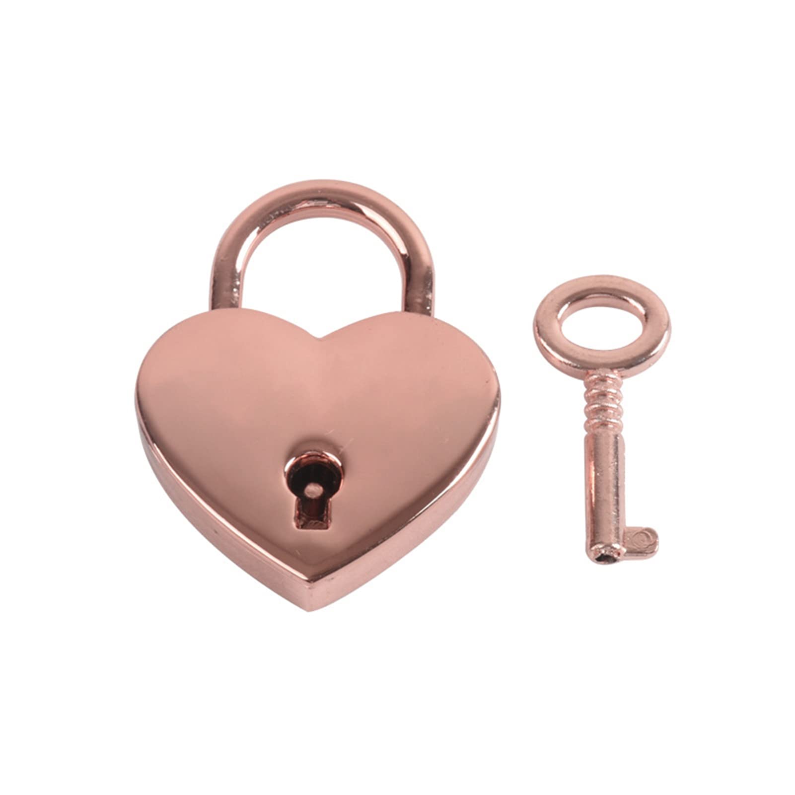 Heart Shape Mini Padlock Bag Travel Suitcase Luggage Box Case Key Lock (Rose Gold)