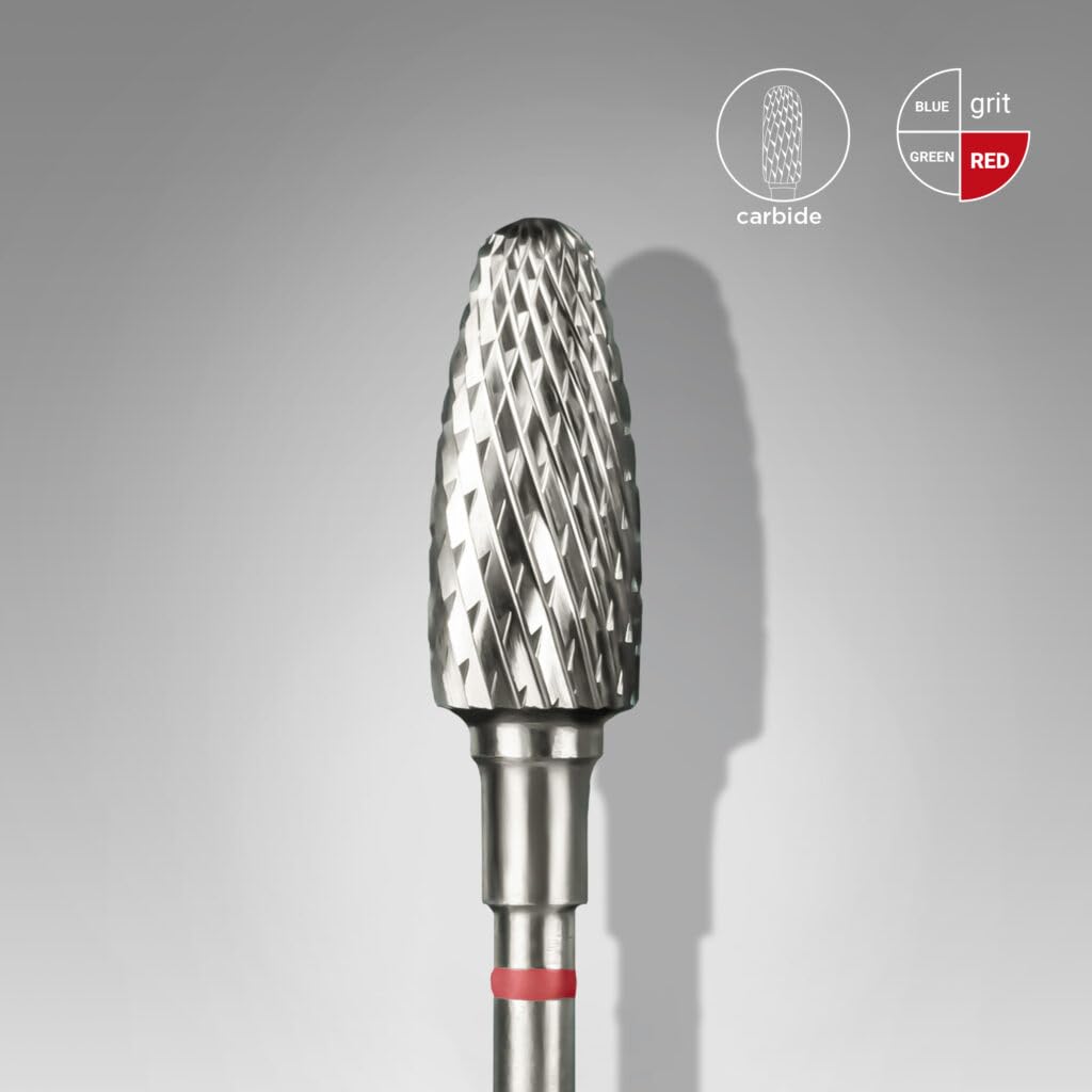 STALEKS PRO Tungsten Carbide Nail Drill Bit 6x14mm Corn Shape (Fine Grit), Silver, Grano Fino - Image 2