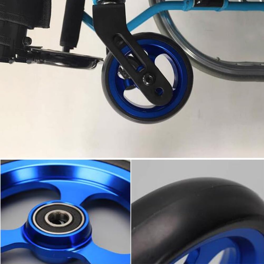 CVMRBY Ruote Anteriori di Ricambio per Sedia a rotelle da 4 pollici/100 mm, rotelle Antiscivolo per deambulatore, Accessori per Sedia a rotelle Sportiva con Pneumatici pieni e mozzo in Alluminio,