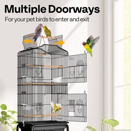 image for VIVOHOME 64 Inch Bird Cage with Play Top and Rolling Stand for Parrots