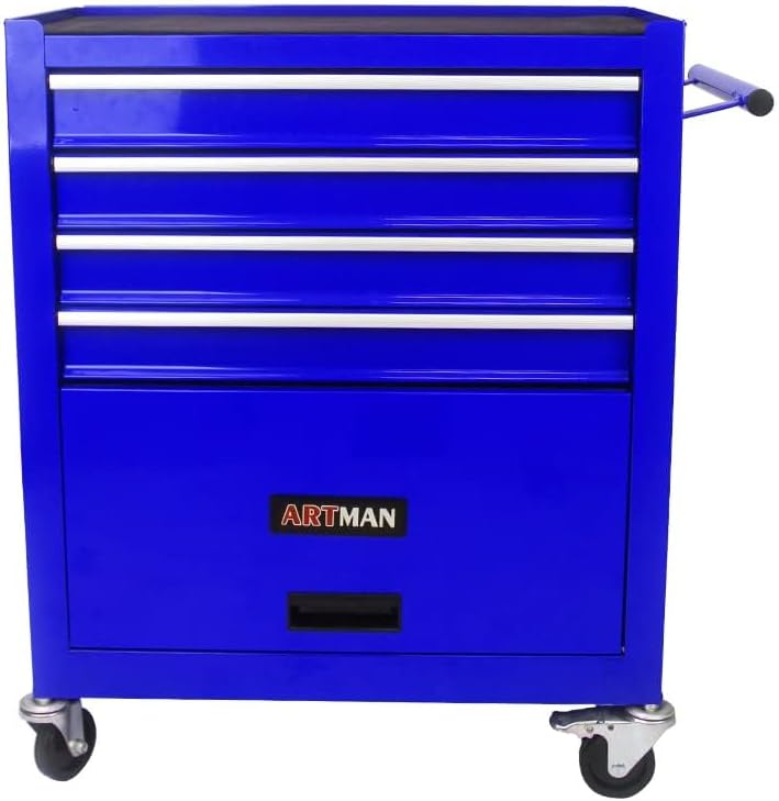 LUSPAZ Rolling Tool Cart with 4 Drawer Tool Box,Tool Chest with Wheels,Tool Storage Organizer Cabinets for Garage, Warehouse, Repair Shop,230 LBS Capacity Blue, Small, W110280933