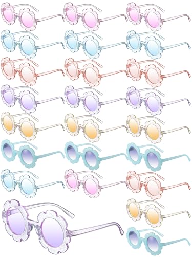 Image of Geyoga Kids Flower Sunglasses Colored Round Flower Glasses Cute Girls Baby Toddler Groovy Sunglasses for Outdoor Party Beach