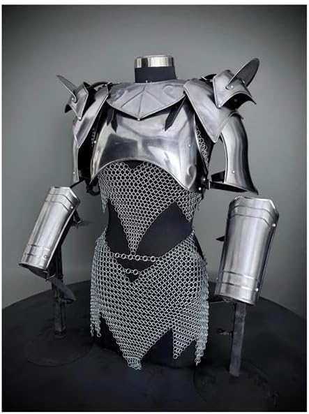 NauticalMart Medieval Knight Women's Body Armor, Lady Chainmail Armor Set, Medieval Chainmail LARP Cosplay Fantasy Women’s Knight Armor Set