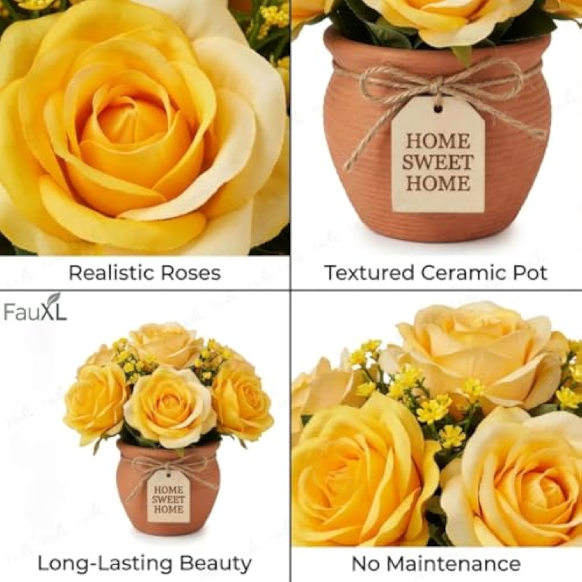 Artificial Rose Flower Bunch in Ceramic Pot
