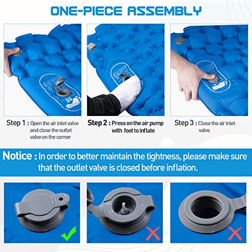 Letkind Camping Sleeping Pad For Backpacking 3.15" Self Inflating Sleeping Pad With Built-In Pump Lightweight Waterproof Compact Camping Sleeping Bag Pad For Hiking(Light Blue) #TOP4