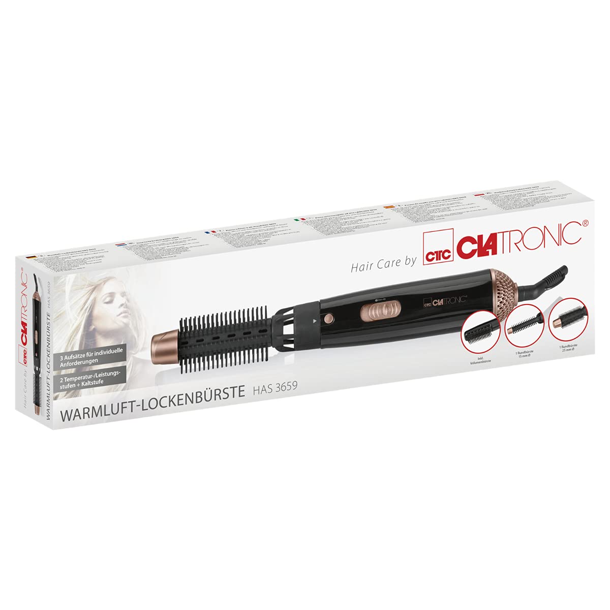 Clatronic HC 3660 prostownica do włosów, płytki ceramiczne, funkcja jonizacji dzięki powłoce turmalinowej, lampka kontrolna LED