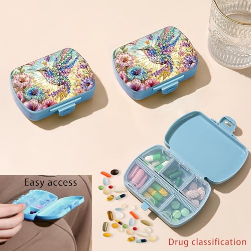 Image of ARTopet Diamond Art Painting Mini Storage Box with 6-Grid Creative Design Compact Portable Small Case for Purse Travel Daily (Hummingbird)