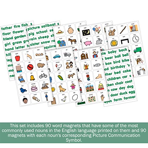 Barker Creek Learning Magnets, for Children, Picture Communication Symbol Magnets of High-Frequency Nouns & Companion Words (3005) by BARKER CREEK - Image 3