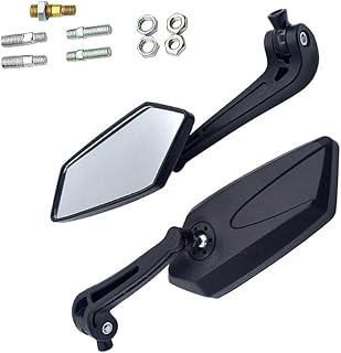 2 PCS Motorcycle Mirrors, 360-degree Adjustable Wide Angle Rear View Side Glass, Foldable HD Motorbike End Side Mirror Modification, Universal for Motorcycles Scooters (Black))