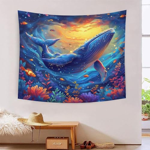 Couverture murale imprimée baleine pour salon et chambre à coucher