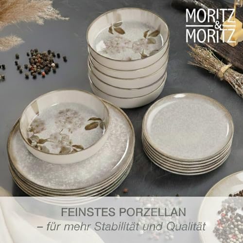 Moritz & Moritz BLOSSOM Porzellan Geschirrset 6 Personen 18-tlg. - Modernes Tafelservice mit verspieltem Design - Pflegeleichtes Kaffeeservice mit Teller Set & Schüsseln - Kombiservice