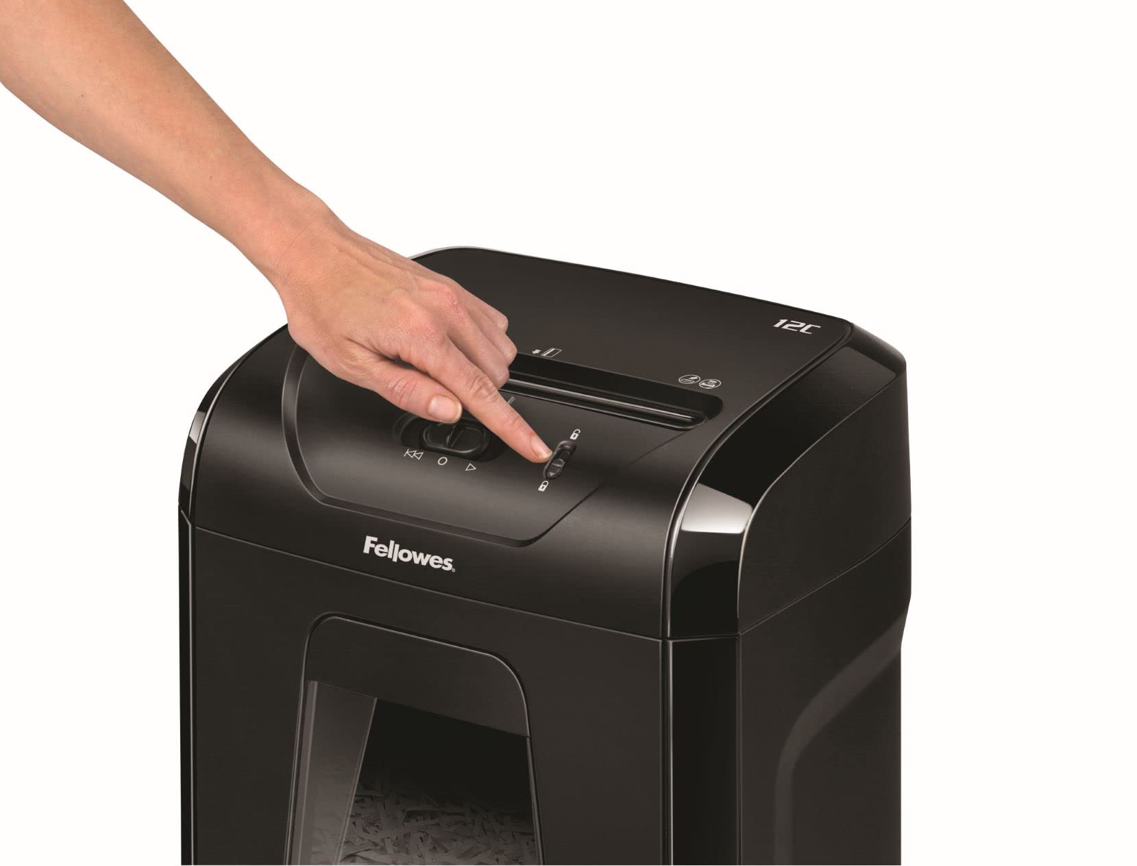 Fellowes 43859732326 Niszczarka do Dokumentów, Czarny, 19 l, kdo 12 Arkuszy