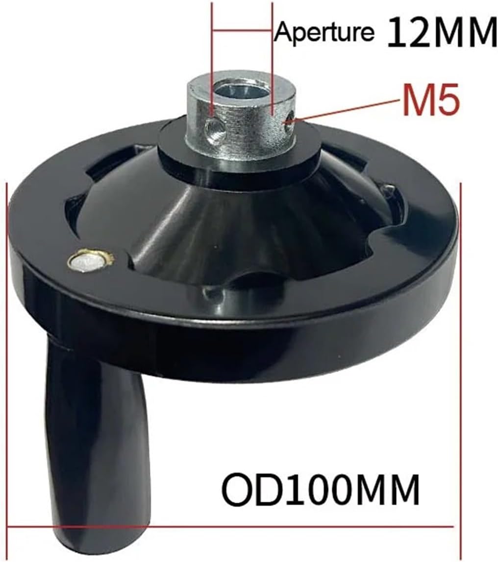 Back-Wave Handwheel 1 Pcs Foldable Handwheel with M5 M6 Threaded Hole Aluminum Alloy Milling Machine Handle Tool Accessories(100mm Hole 12mm,Foldable Handle)