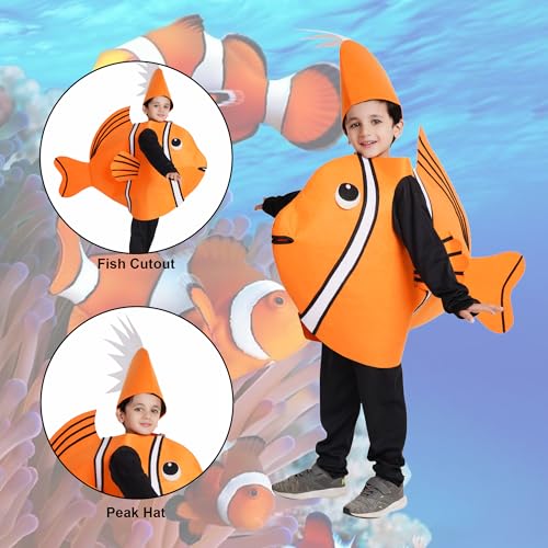 Image of Kaku Fancy Dresses Nemo Fish Cutout for Kids, Clown Fish Costume for Boys & Girls (Freesize /Only Cutout with Cap)