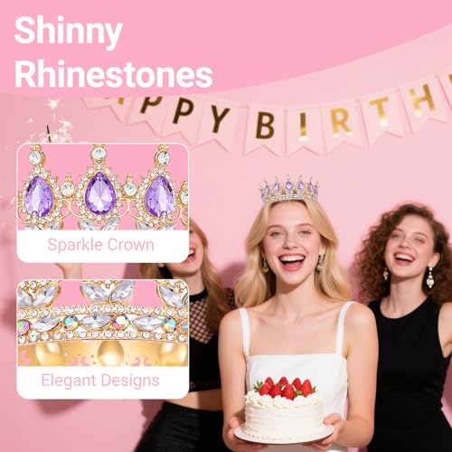 Crown for Women, Queen Crown Tiara for Princess Party (Gold Purple)
