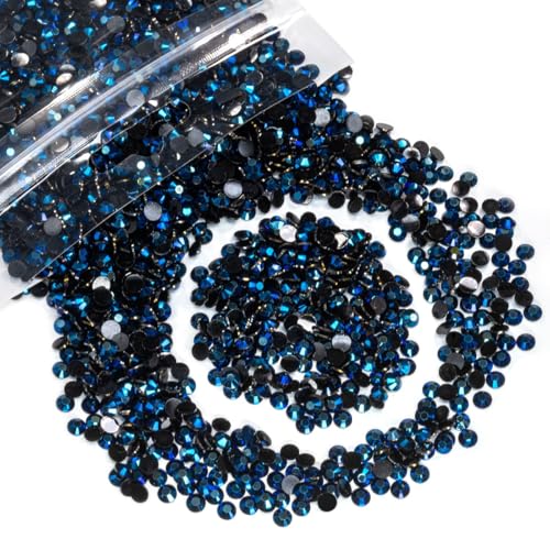 qiipii 8000PCS 3mm Ink Blue Resin Rhinestones for Crafting Flatback Jelly Stones Gems Bulk SS10 No-Hotfix Navy Blue Diamonds Charms for Nails Face Eyes Makeup Tumblers Bottles DIY Crafts Clothes Shoes