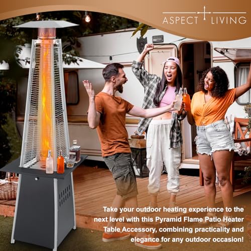 Aspect Living Pyramid Flame Patio Heater Accessory Table, Steel Construction, Add More Functionality, Sturdy Place for Drinks - Black by Aspect Living - Image 7
