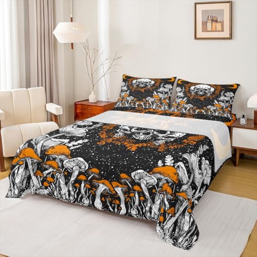 Erosebridal Gothic Skull Mushroom Sheet Set (Queen)