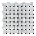 Carrara White Italian (Bianco Carrara) Marble Basketweave Mosaic Tile with Black Marble Dots, Honed