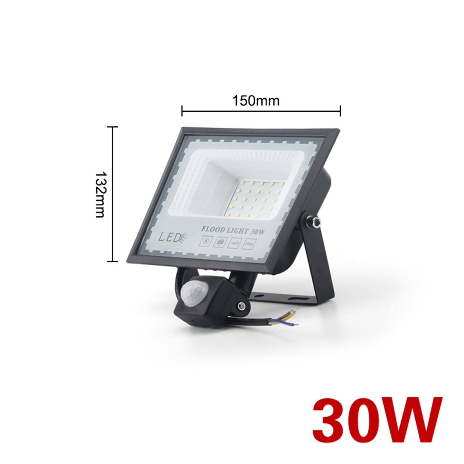 Reflektor LED Naświetlacz LED Z Czujnikiem Ruchu, 30 W, 50, 100, Kinkiet Zewnętrzny, Wodoodporny, Uliczny do ogrodu(100w,Only wire)