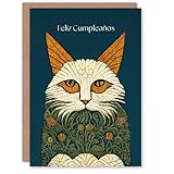 Artery8 Feliz Cumpleaños Kimono Gato Pintura Birthday Tarjeta De Cumpleaños