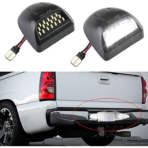 2Pcs LED License Plate Light Car Number Lamp Assembly Replacement For Chevy Silverado Suburban Tahoe GMC Sierra 1500 2500 3500 Cadillac Escalade 6000k White LED Lights (white) Cover