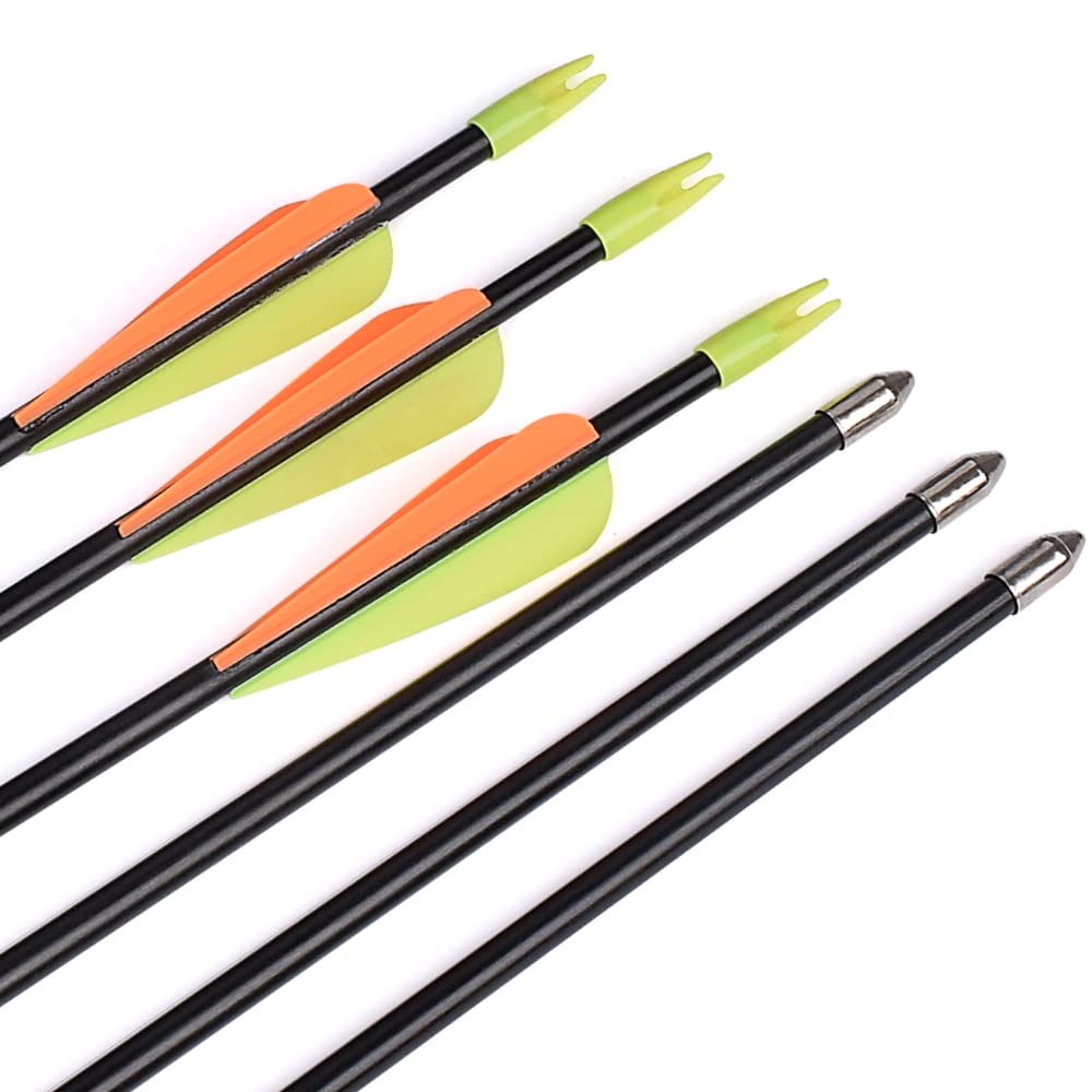 NIKA ARCHERY 28 30 31 Zoll Pfeil Fiberglas-Bogenschießen-Zielpfeile – Übungspfeil oder Jugendpfeil für Recurvebogen-Compoundbogenschießen (6/12 Stück)