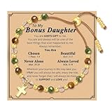 XFSRG Pulsera de Cruz de Piedra Natural para Mujer Pulseras Amistad Joyería Religiosa Cristiana Comunión para Niñas Regalo Bautizo o Confirmación