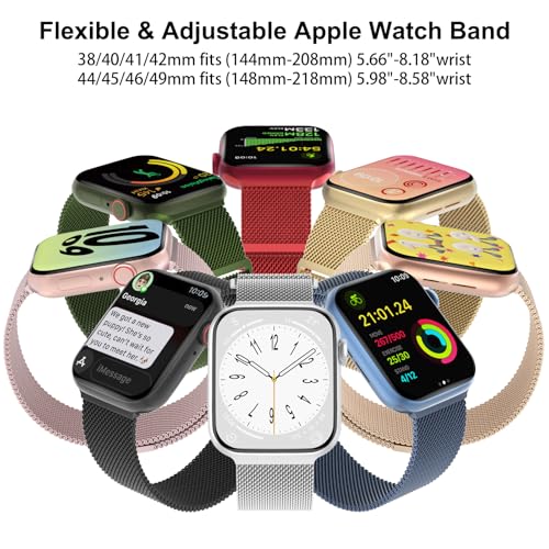 Image of 3 Pack Mesh Metal Magnetic Compatible with Apple Watch Bands Women Men | Stainless Steel Loop Strap for iWatch Band 38mm 40mm 41mm 42mm 44mm 45mm 46mm 49mm Series 11 /10 /9 /8 /SE /7 /6 /5 /4 /Ultra 3 2 1
